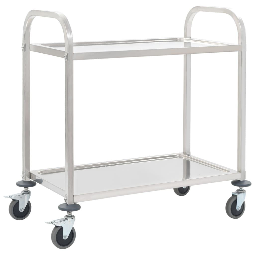 Utility Carts INTBUYING Stainless Steel Trolley Utility Cart 2Tier